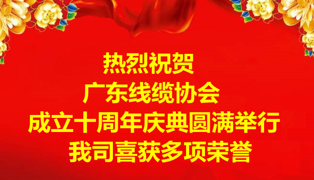 祝賀廣東線纜協(xié)會成立十周年慶典圓滿舉行，我司喜獲多項榮譽!